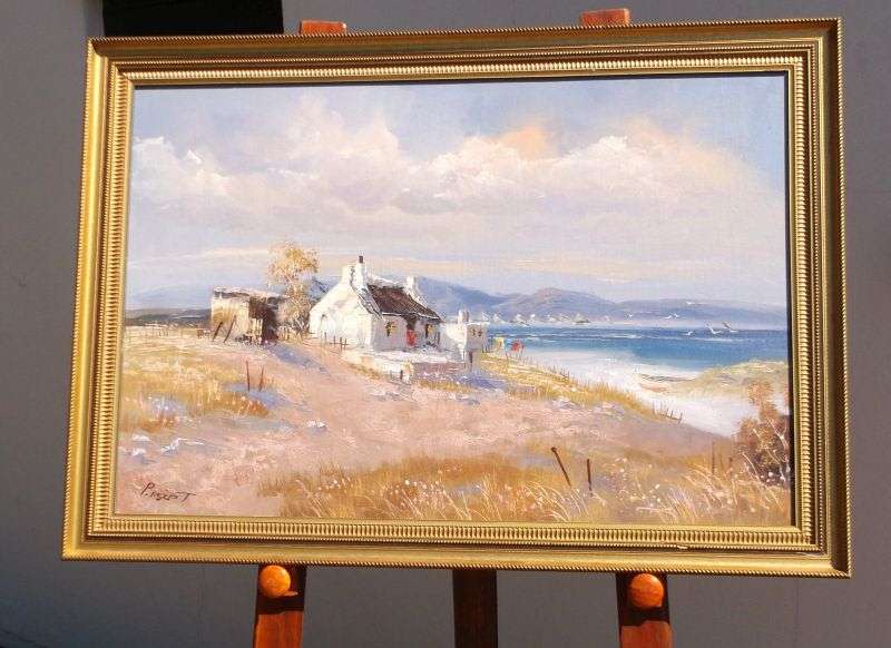 ASEMROWEND !! ORIGINAL OIL ON BOARD OF A SEASCAPE BY KNOWN SA ARTIST PAUL ASCOT ....GREAT WORK !!!
