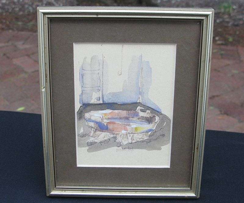 WOW !! AN ORIGINAL MINIATURE WATERCOLOR BY KNOWN ARTIST MAUREEN BRINK AKA MONE ...GOOGLE THE ARTIST