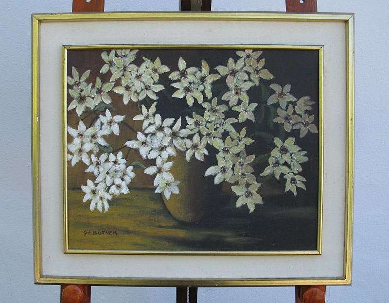 AN EYE CATCHING ORIGINAL OIL ON BOARD DEPICTING A FLORAL ARRANGEMENT BY G.E BUTTNER...AWESOME !!