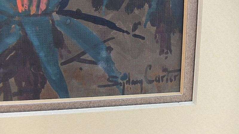 INVESTMENT PIECE !! A RARE GOUACHE PAINTING BY WELL KNOWN LISTED ARTIST SYDNEY CARTER !! WOW !! WOW