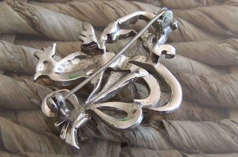 VINTAGE BROOCH - SILVER TONE - BIRD OF PARADISE