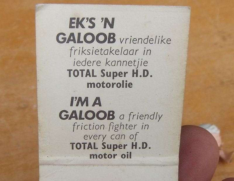 RARE !! THE CUTEST ADVERTISING GIMMICK EVER !! TOTAL OIL MATCHBOOK PLUS ONE GALOOB !! MUST SEE !!