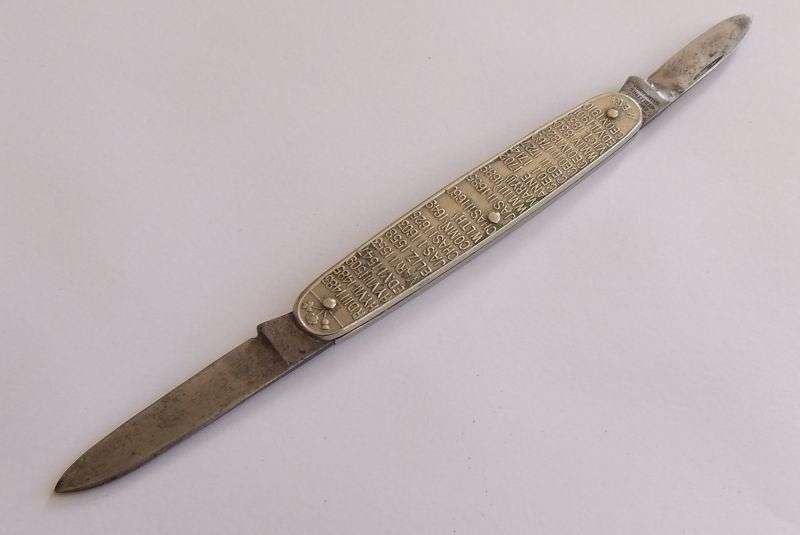 A RARE VALUABLE ANTIQUE POCKET KNIFE DEPICTING DATES OF KINGS AND QUEENS FROM 1066 - 1910 !! WOW !!