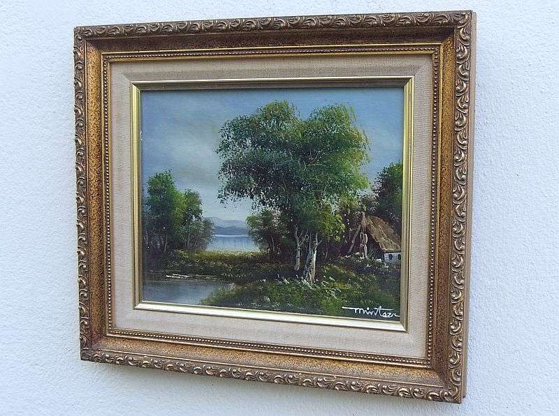 A Vintage original oil on board depicting a tranquil river scene signed by the artist ...Stunning !!