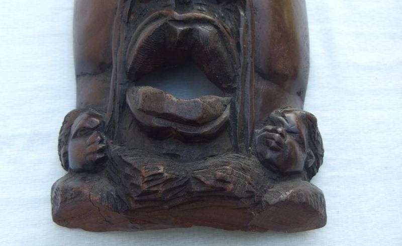 A big and heavy solid carved wood Vintage Traditional African mask with lots of detail !! WoW !