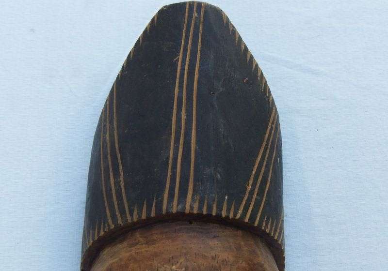 Wicked find !! A scary looking Vintage solid wood carved Traditional African mask