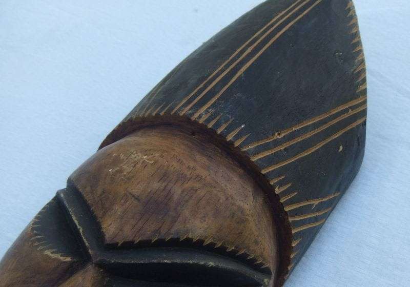 Wicked find !! A scary looking Vintage solid wood carved Traditional African mask