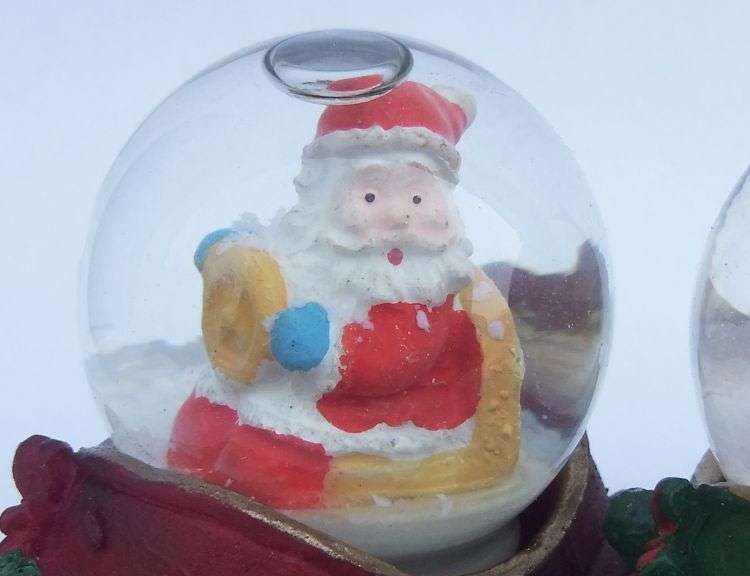 TOO SWEET !! A SET OF THREE SNOW GLOBES IN GREAT CONDITION !! RESIN & GLASS !! BID FOR THE THREE ...