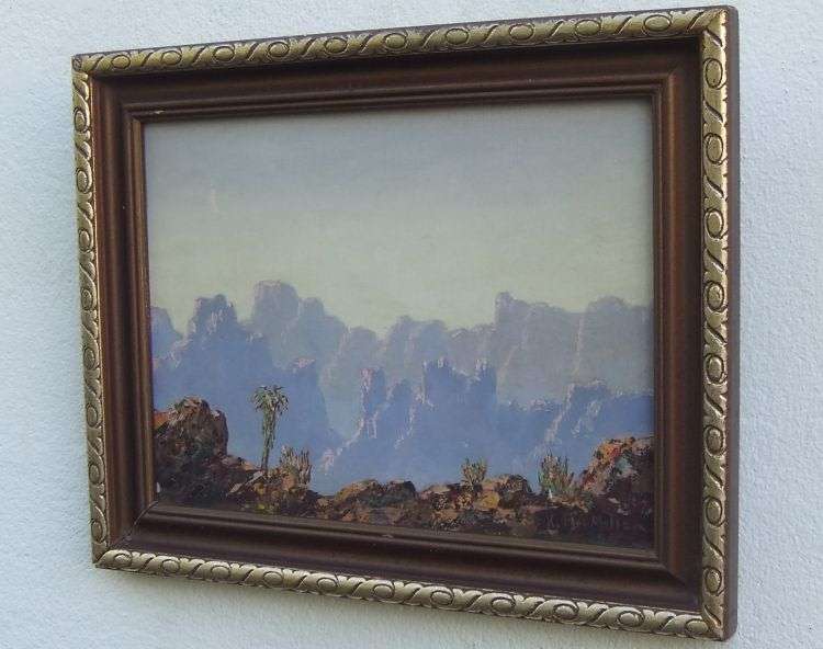 WOW !! A STUNNING ORIGINAL OIL ON BOARD OF A MOUNTAINOUS LANDSCAPE SIGNED K MACMILLAN