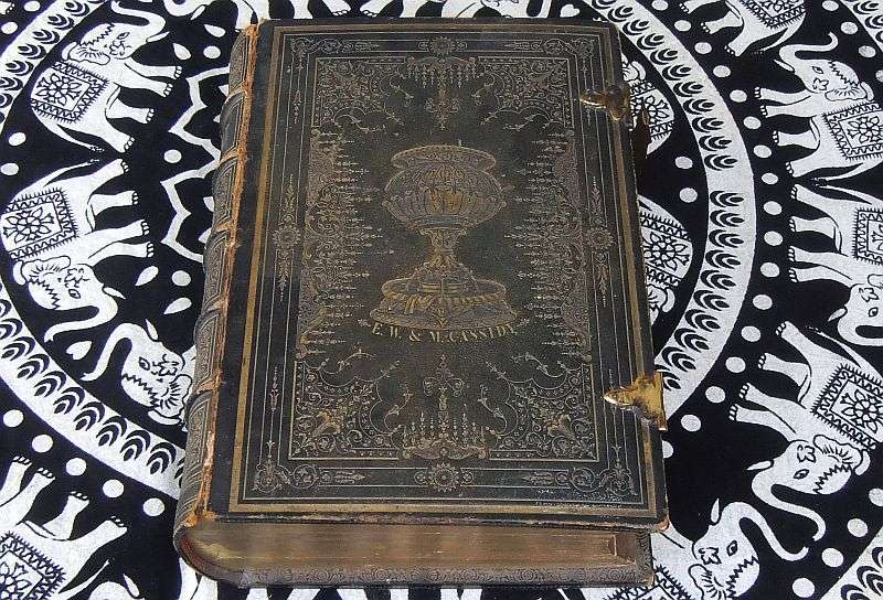 A MAGNIFICENT ANTIQUE FAMILY BIBLE DATED 1846 WITH BIRTHS ,DEATHS ,MARRIAGES & MARRIAGE CERTIFICATE