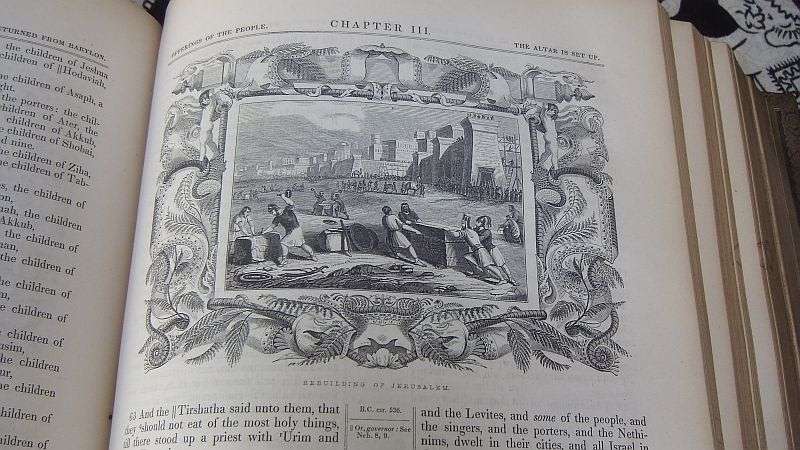 A MAGNIFICENT ANTIQUE FAMILY BIBLE DATED 1846 WITH BIRTHS ,DEATHS ,MARRIAGES & MARRIAGE CERTIFICATE
