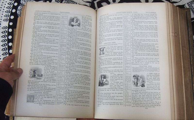 A MAGNIFICENT ANTIQUE FAMILY BIBLE DATED 1846 WITH BIRTHS ,DEATHS ,MARRIAGES & MARRIAGE CERTIFICATE