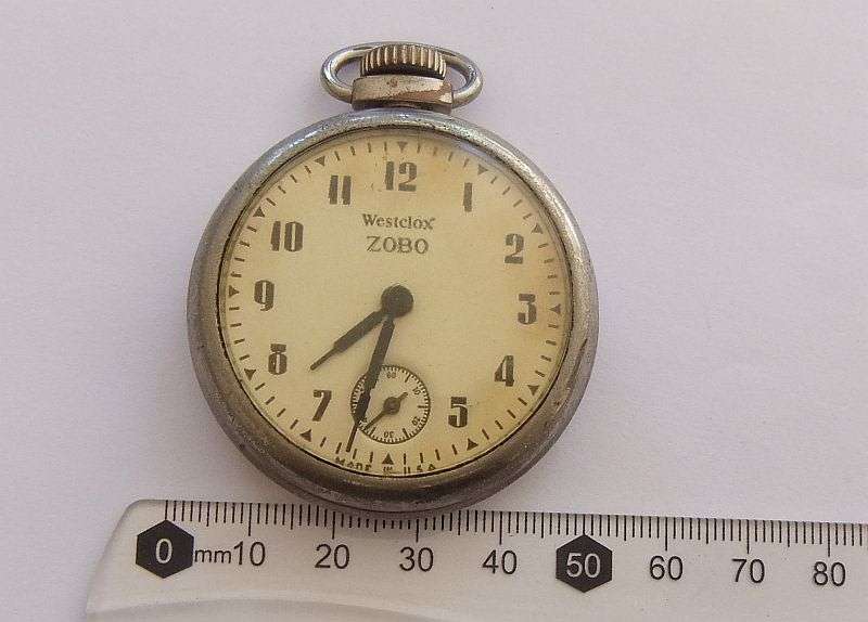 TOO COOL !! A VINTAGE " ZOBO " POCKET WATCH BY WESTCLOX U.S.A IN WORKING CONDITION !! RARE FIND !!