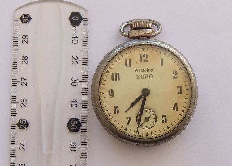 TOO COOL !! A VINTAGE " ZOBO " POCKET WATCH BY WESTCLOX U.S.A IN WORKING CONDITION !! RARE FIND !!