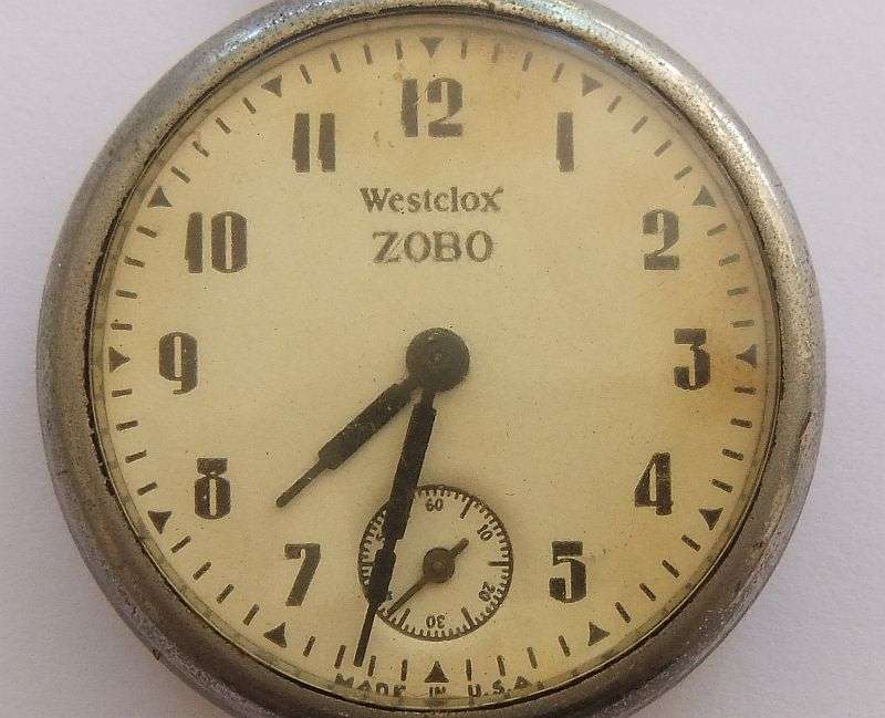 TOO COOL !! A VINTAGE " ZOBO " POCKET WATCH BY WESTCLOX U.S.A IN WORKING CONDITION !! RARE FIND !!
