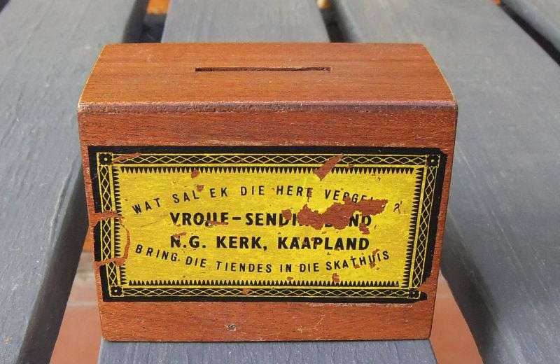 A VINTAGE N.G CHURCH MONEY BOX FOR DONATIONS