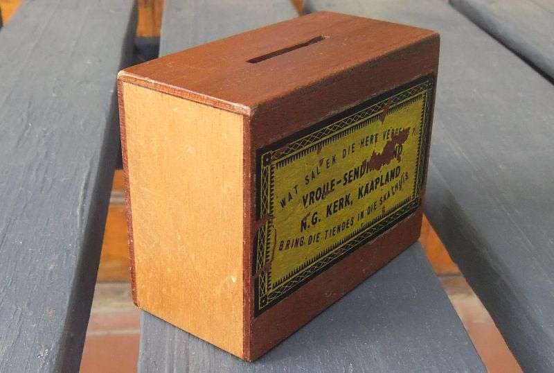 A VINTAGE N.G CHURCH MONEY BOX FOR DONATIONS
