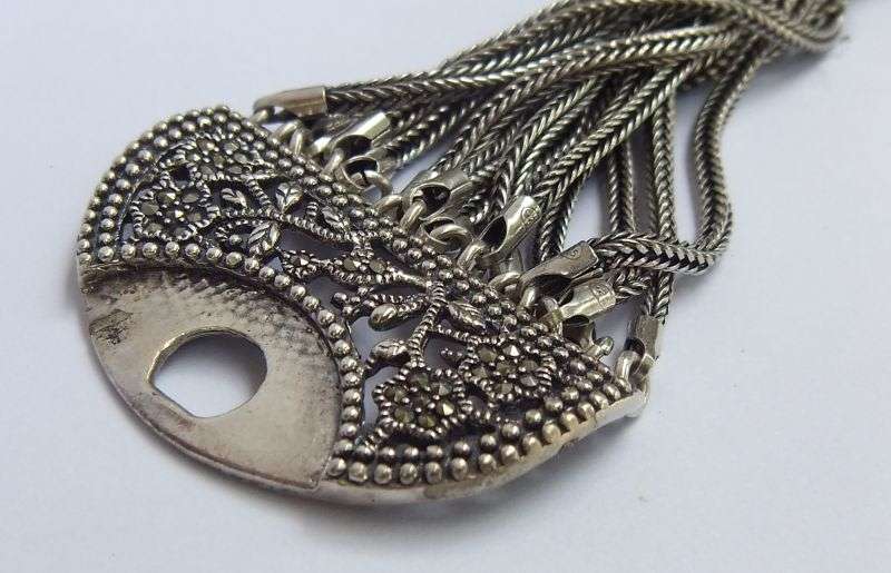 THE MOST EXQUISITE SOLID STERLING SILVER BRACELET EVER WITH MULTIPLE STRANDS !! FULLY STAMPED !!
