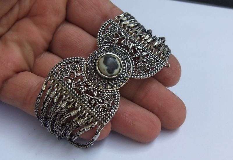 THE MOST EXQUISITE SOLID STERLING SILVER BRACELET EVER WITH MULTIPLE STRANDS !! FULLY STAMPED !!