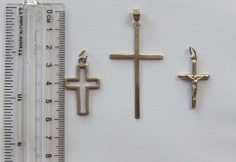 DIVINE DEAL !! A LOT OF THREE SOLID STERLING SILVER CROSS PENDANTS ...ONE BID FOR ALL