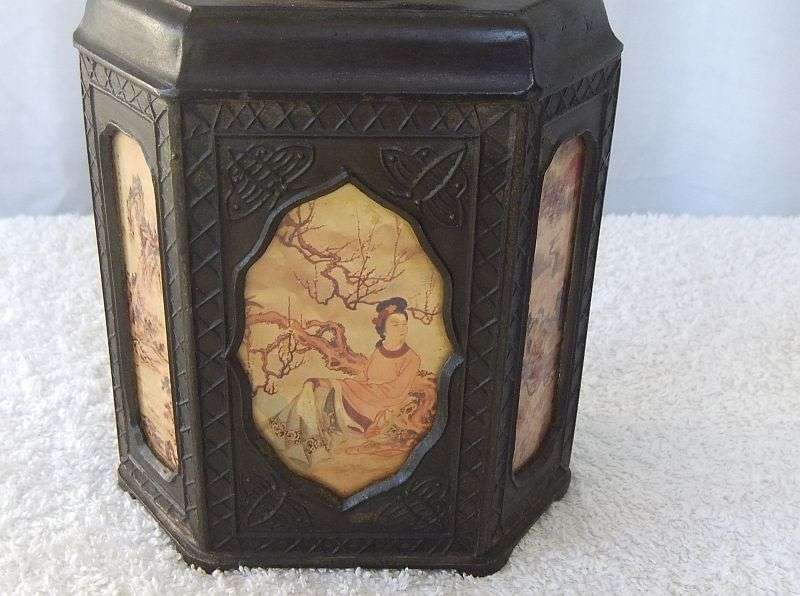 RARE FIND !! A MARVELOUS OLD BRONZE METAL CHINESE TEA CADDY WITH MAKERS MARKS TO BASE !! WOW !!