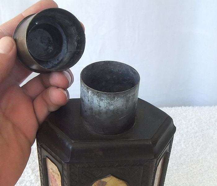 RARE FIND !! A MARVELOUS OLD BRONZE METAL CHINESE TEA CADDY WITH MAKERS MARKS TO BASE !! WOW !!