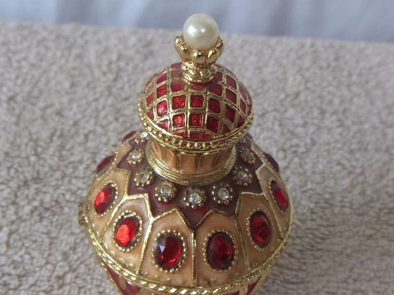 A GORGEOUS HEAVY METAL AND ENAMEL "" JEWELED "" FABERGE STYLE TRINKET BOX WITH MAGNETIC CLASP !! WOW