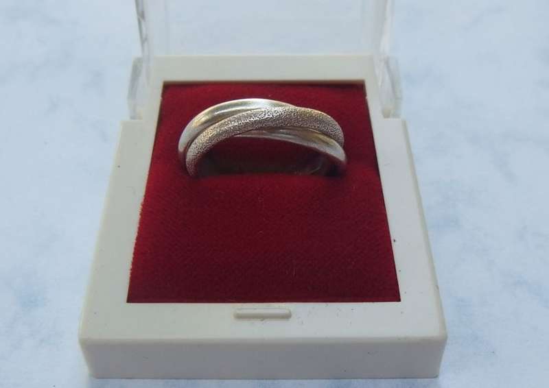 WOW !! A GORGEOUS SOLID STERLING SILVER ""RUSSIAN"" WEDDING BAND TRIPLE RING !! MUST SEE !!