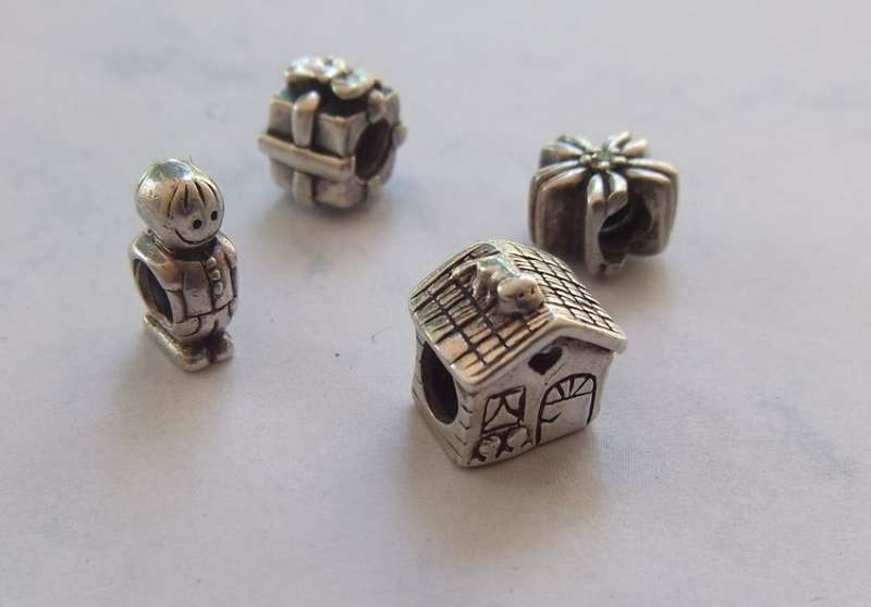 PERFECT FOR YOUR PANDORA BRACELET !! FOUR TOTALLY SOLID STERLING SILVER CHARMS !! HAPPY THEMES !!