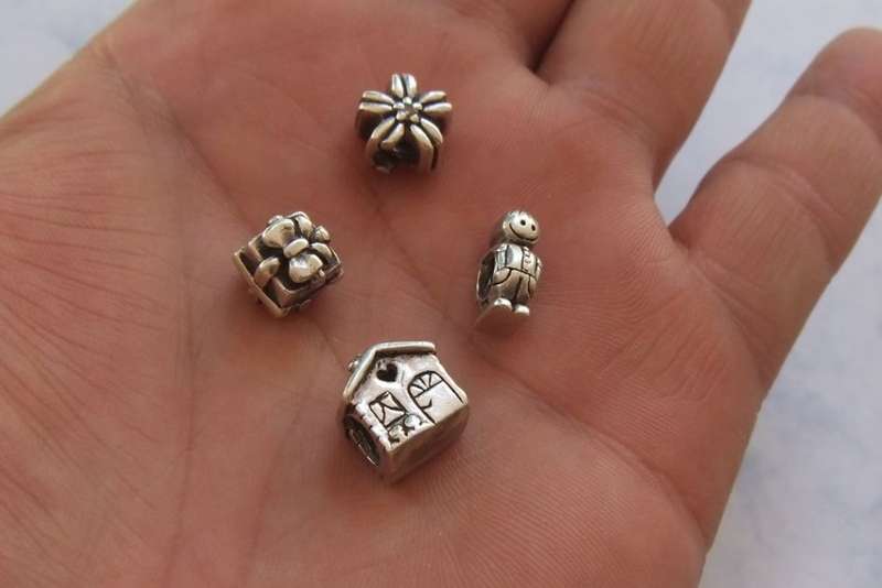 PERFECT FOR YOUR PANDORA BRACELET !! FOUR TOTALLY SOLID STERLING SILVER CHARMS !! HAPPY THEMES !!