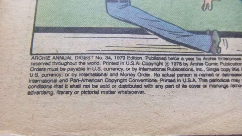 1979 EDITION !! VINTAGE COMICS DIGEST "" ARCHIE ANNUAL""  NO 34 !! FREE COMBINING !!