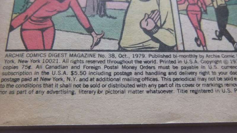 OCTOBER 1979 VINTAGE COMICS DIGEST "" ARCHIE ""  NO 38 !! FREE COMBINING !!
