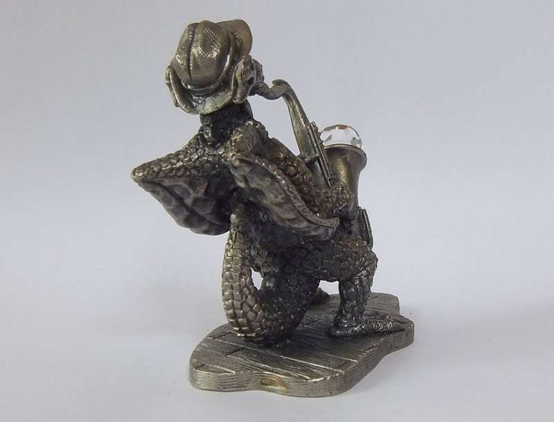 THE COOL DUDE - A PEWTER STATUE DESIGNED BY MARK LOCKER FOR TUDOR MINT - DRAGON PLAYING SAXOPHONE !!