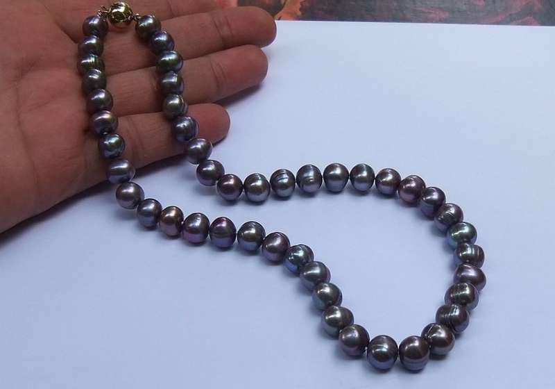 WOW !! A GORGEOUS STRING OF LARGE GENUINE FRESHWATER PEARLS WITH A 9CT GOLD CLASP !! HIGH VALUE !!