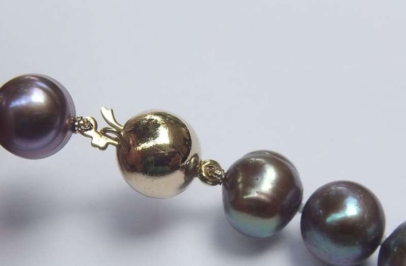 WOW !! A GORGEOUS STRING OF LARGE GENUINE FRESHWATER PEARLS WITH A 9CT GOLD CLASP !! HIGH VALUE !!
