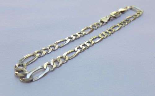 SUPER FIND !! A SOLID STERLING SILVER FIGARO LINK BRACELET IN EXCELLENT CONDITION !! CLEARLY MARKED