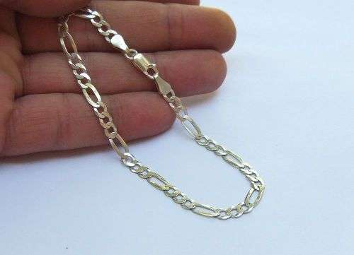 SUPER FIND !! A SOLID STERLING SILVER FIGARO LINK BRACELET IN EXCELLENT CONDITION !! CLEARLY MARKED