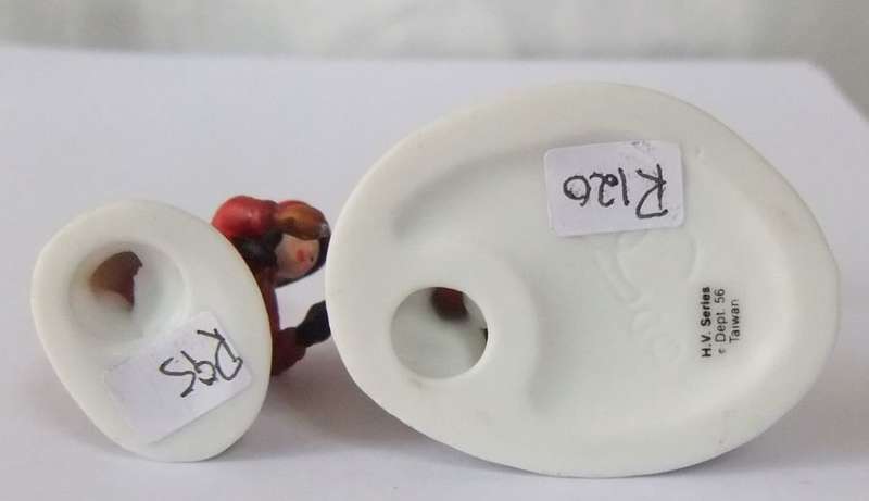 TWO RARE VINTAGE H.V SERIES DEPARTMENT56 DESIGN HAND PAINTED PORCELAIN FIGURES MADE IN TAIWAN !!