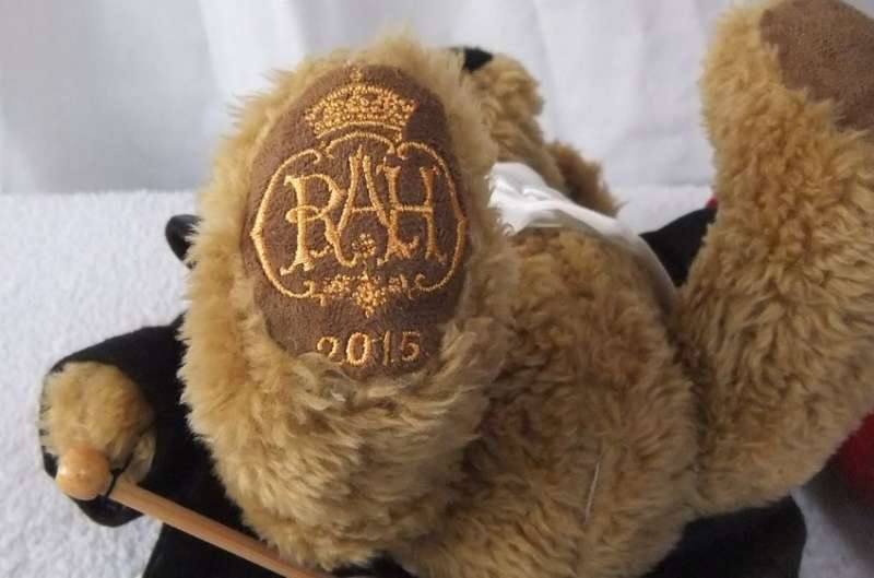 A LIMITED EDITION 2015 SERIES TEDDY BEAR WITH BAG MADE FOR THE ROYAL ALBERT HALL THEATRE