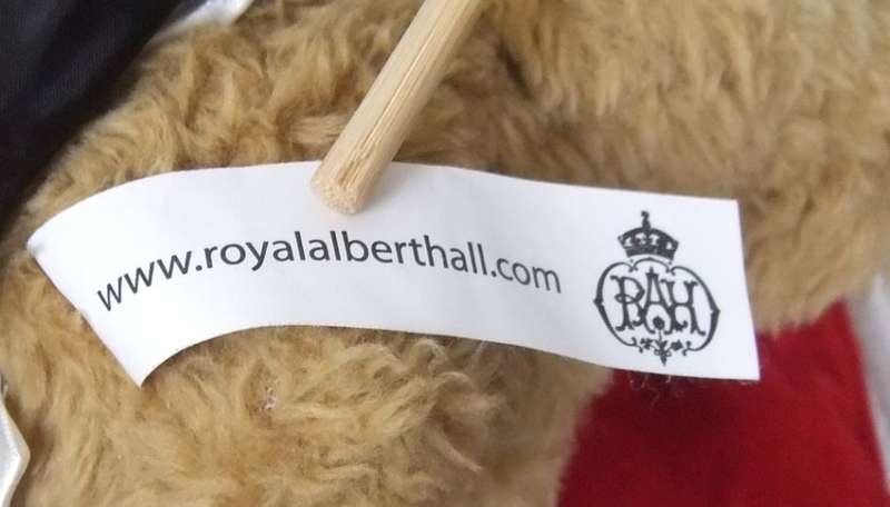 A LIMITED EDITION 2015 SERIES TEDDY BEAR WITH BAG MADE FOR THE ROYAL ALBERT HALL THEATRE