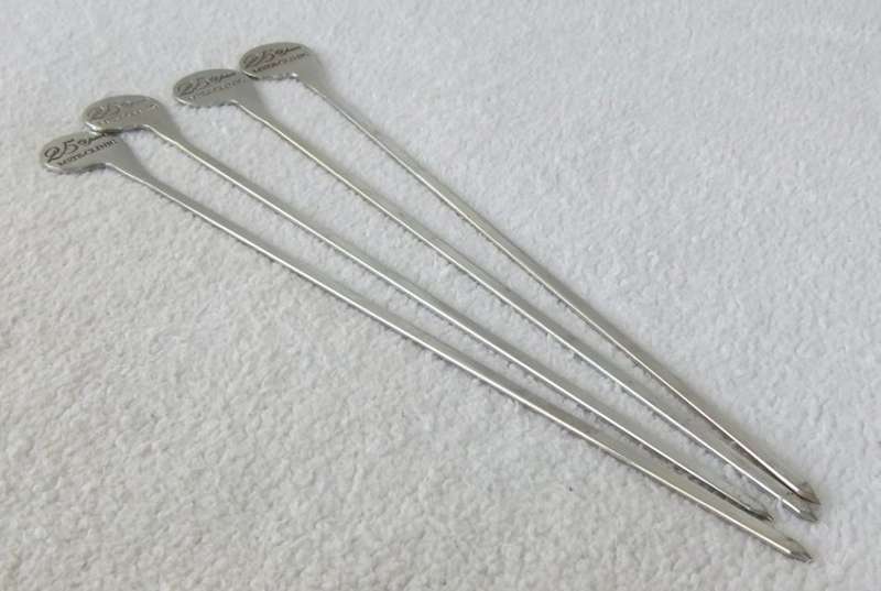 ORIGINAL CARROL BOYES SET OF 4 SKEWERS AND ICE TONGS MADE FOR MEDI CLINIC / CORPORATE GIFTS