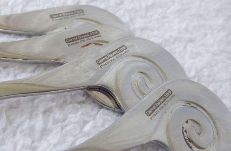 ORIGINAL CARROL BOYES SET OF 4 SKEWERS AND ICE TONGS MADE FOR MEDI CLINIC / CORPORATE GIFTS