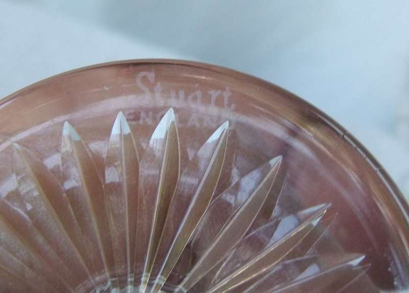 A BRILLIANT VINTAGE SET OF 6 GLASSES BY STUART CRYSTAL OF ENGLAND - MARKED - PERFECT