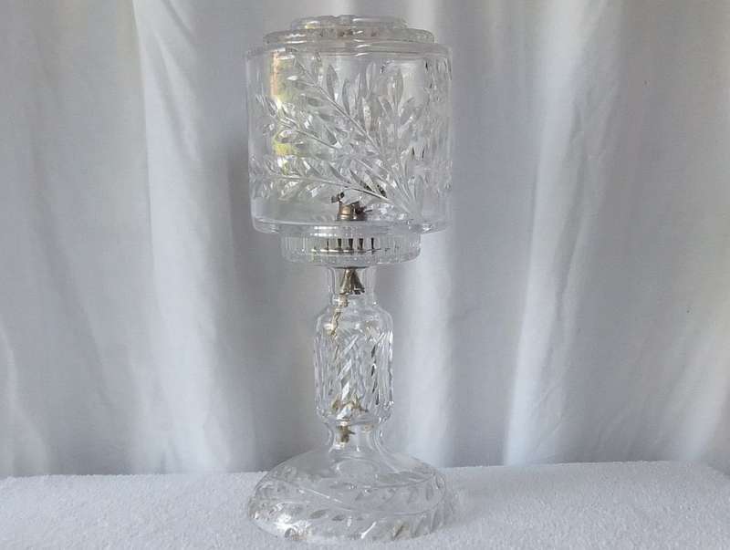 AMAZING FIND !! A TALL HEAVY ALMOST 4KG 2 PIECE CUT GLASS LAMP !! NEVER SEEN BEFORE !!