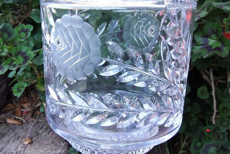 AMAZING FIND !! A TALL HEAVY ALMOST 4KG 2 PIECE CUT GLASS LAMP !! NEVER SEEN BEFORE !!