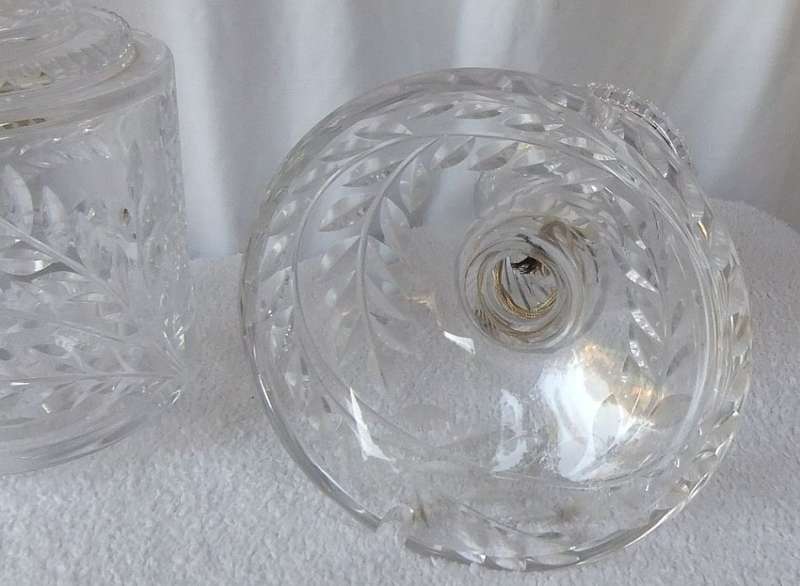 AMAZING FIND !! A TALL HEAVY ALMOST 4KG 2 PIECE CUT GLASS LAMP !! NEVER SEEN BEFORE !!