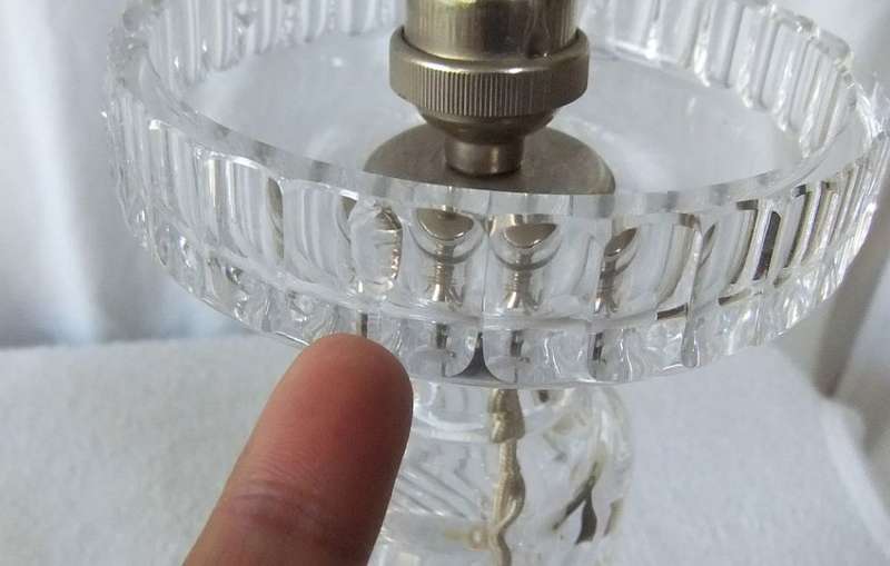 AMAZING FIND !! A TALL HEAVY ALMOST 4KG 2 PIECE CUT GLASS LAMP !! NEVER SEEN BEFORE !!