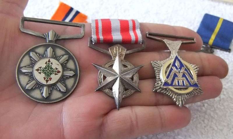 5 MEDALS AWARDED TO THE SAME OFFICER-COMBATTING TERRORISM , MERIT , FAITHFUL SERVICE- 3 STERLING SIL