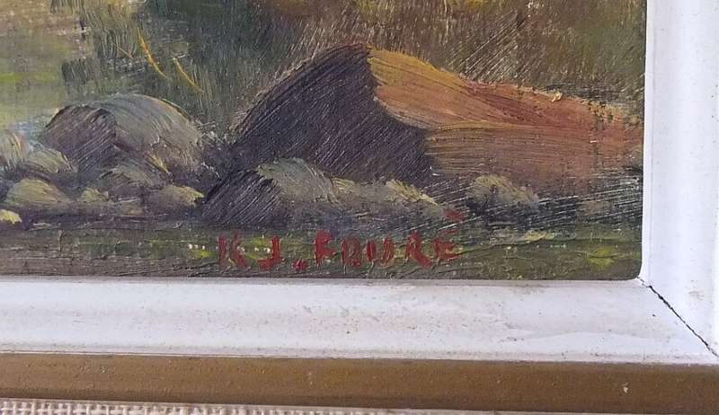 A BEAUTIFULLY PAINTED ORIGINAL OIL ON BOARD LANDSCAPE BY SA ARTIST KJ FAURE !! GREAT FIND !!
