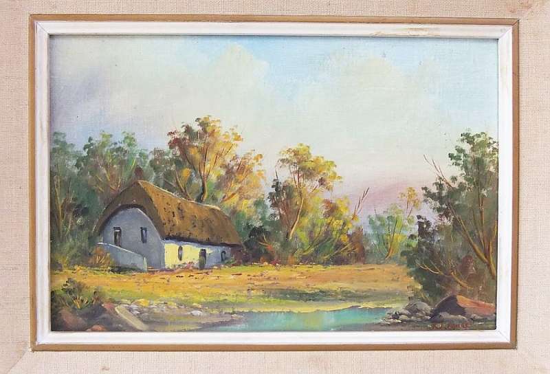 A BEAUTIFULLY PAINTED ORIGINAL OIL ON BOARD LANDSCAPE BY SA ARTIST KJ FAURE !! GREAT FIND !!